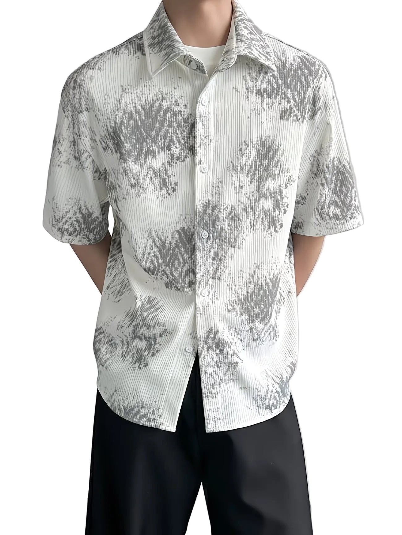 Men’s Short-Sleeved Shirt with Abstract Print